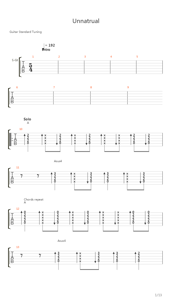 Unnatural吉他谱