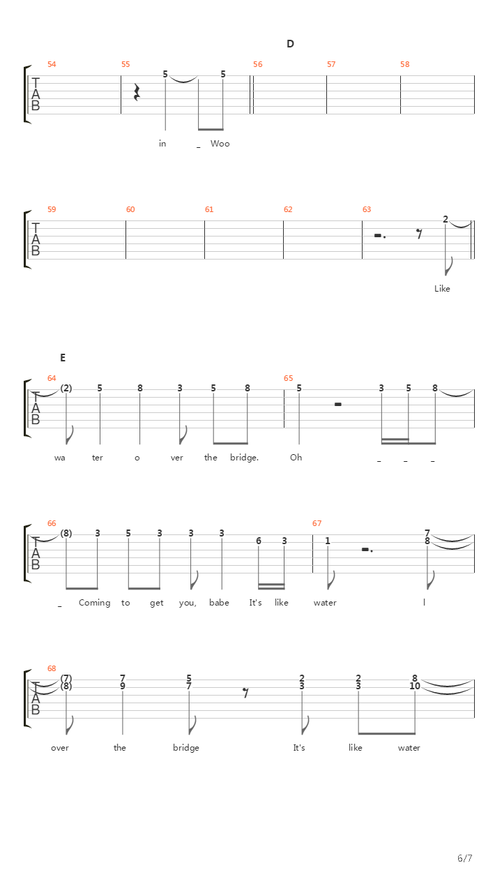 Water Over The Bridge吉他谱