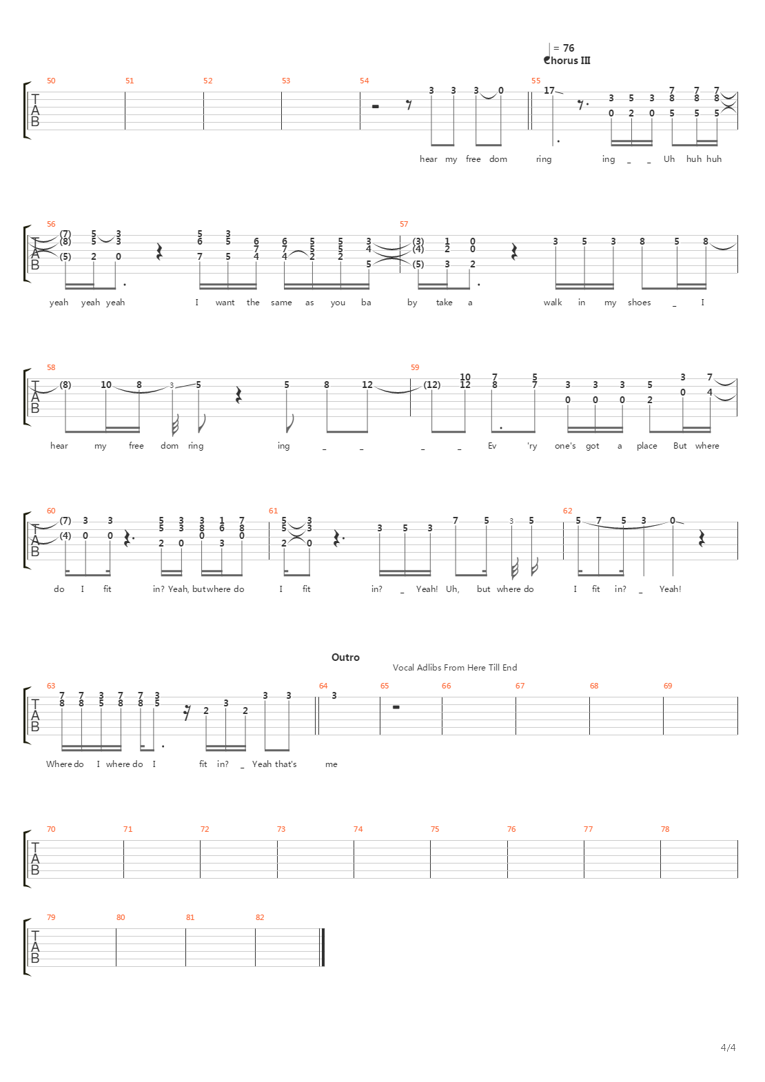 Where Do I Fit In吉他谱