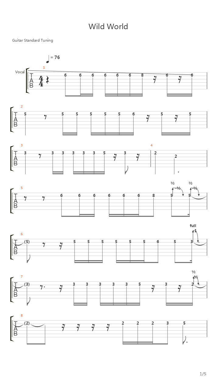 Wild World吉他谱