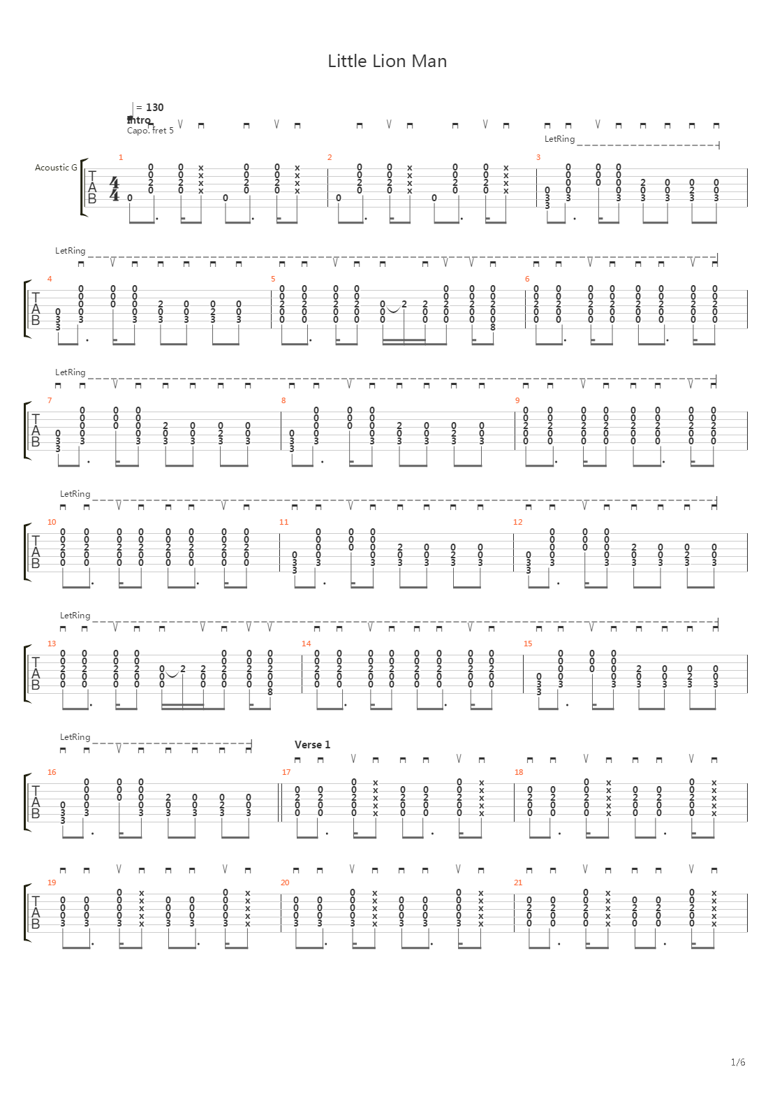 Little Lion Man吉他谱