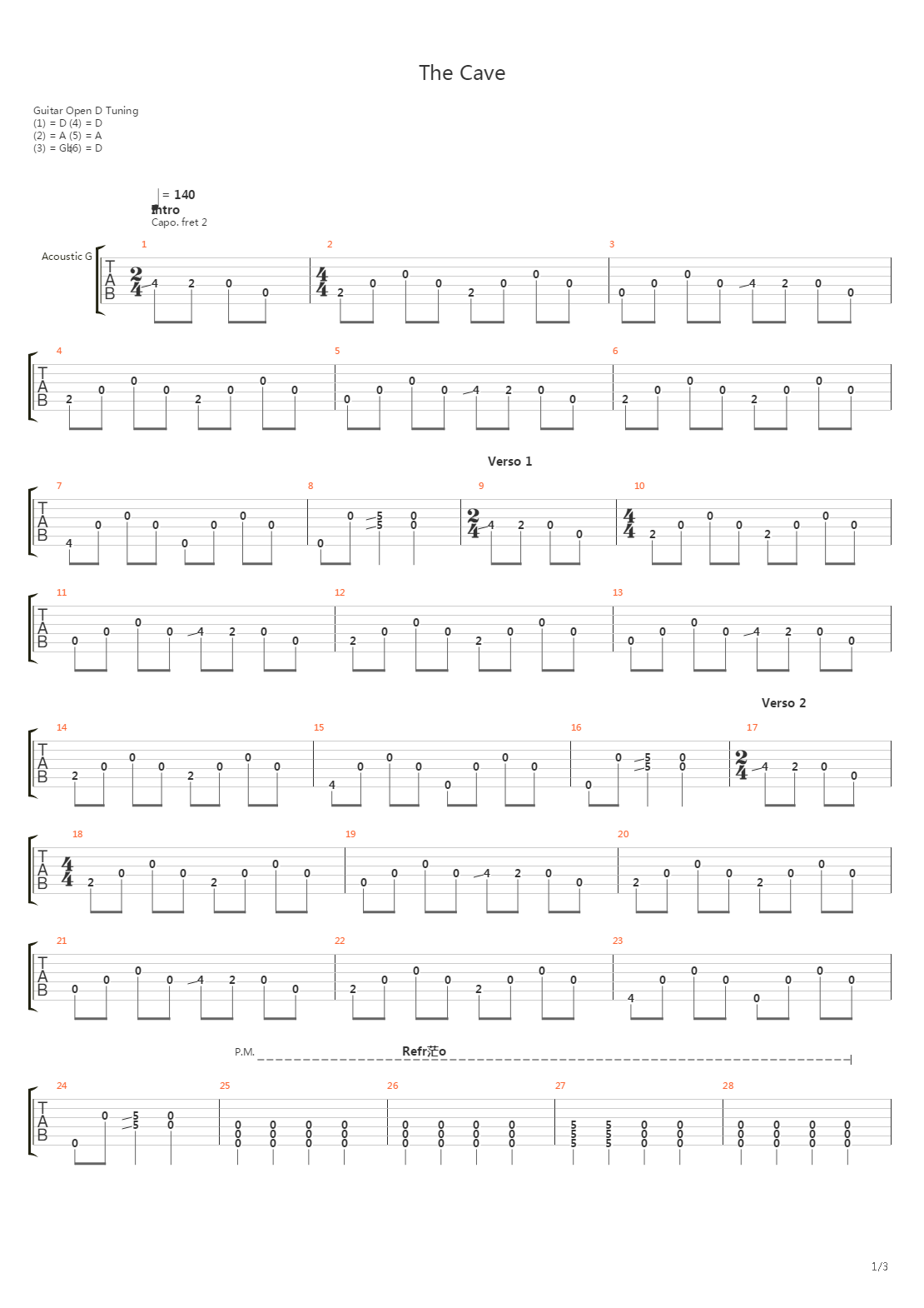 The Cave吉他谱