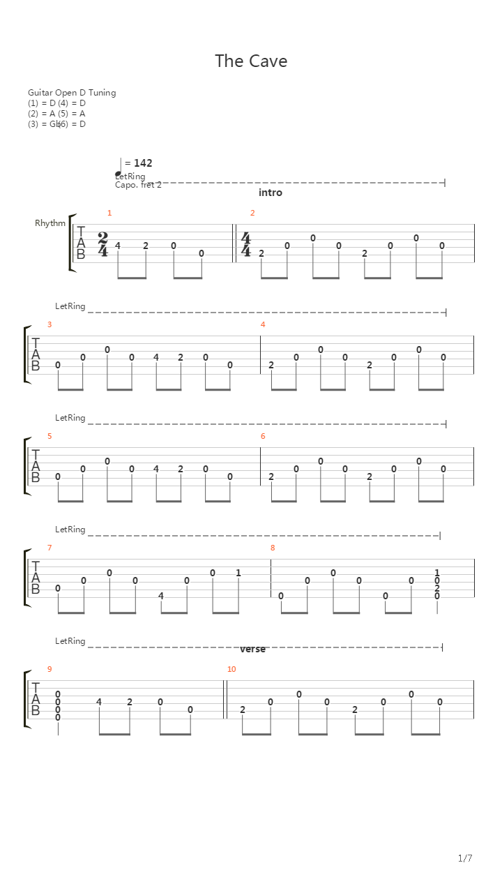 The Cave吉他谱