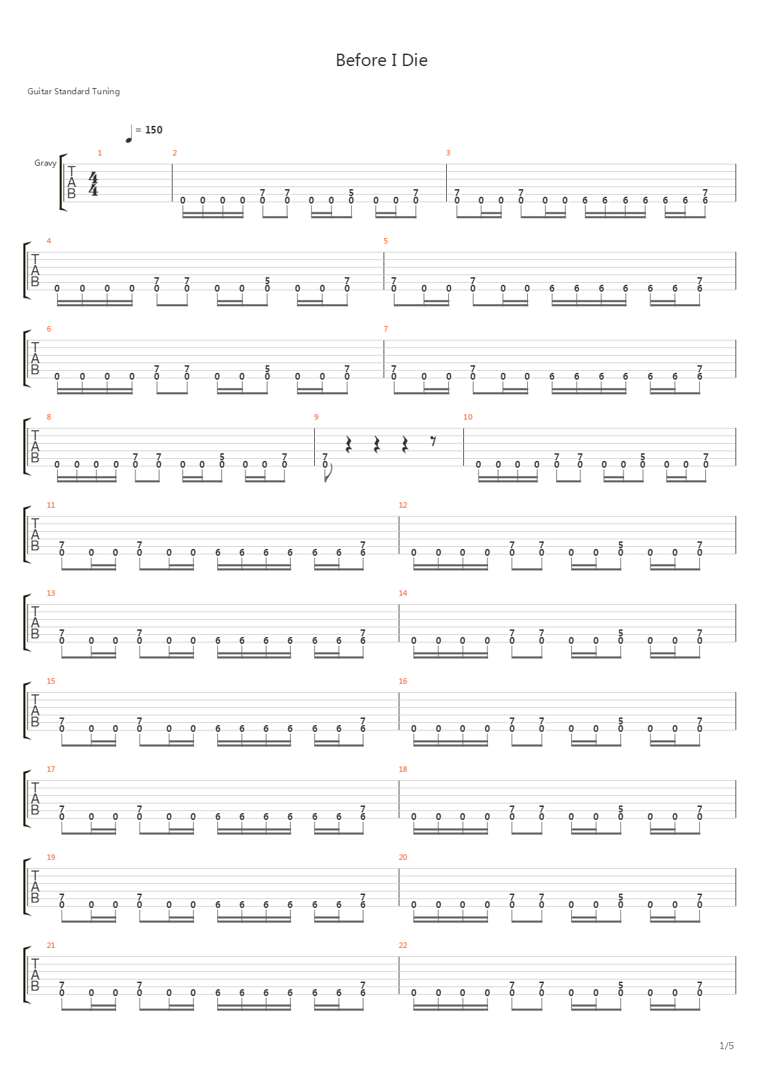 Before I Die吉他谱