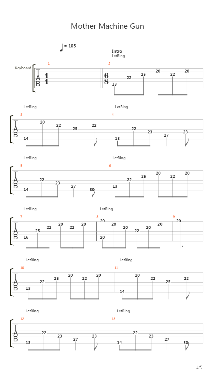Mother Machine Gun吉他谱