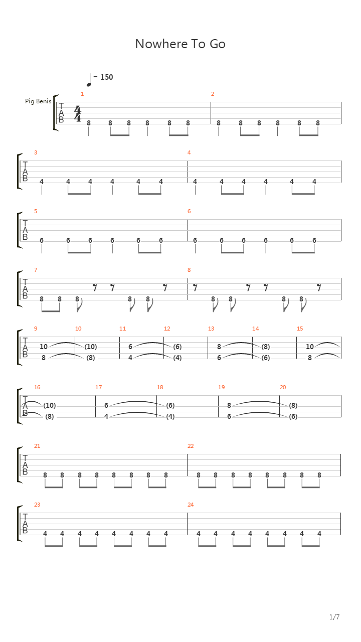 Nowhere To Go吉他谱