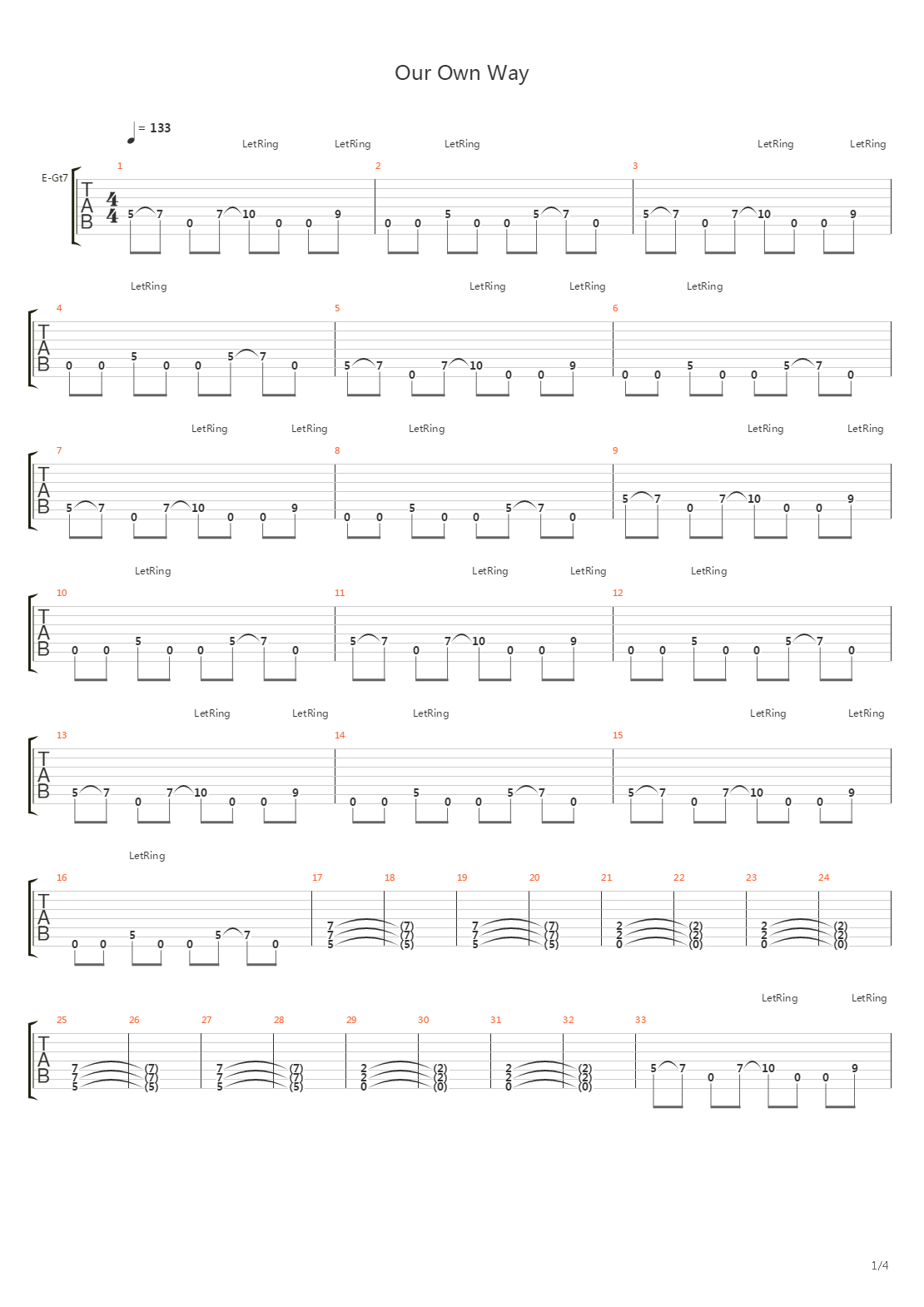 Our Own Way吉他谱