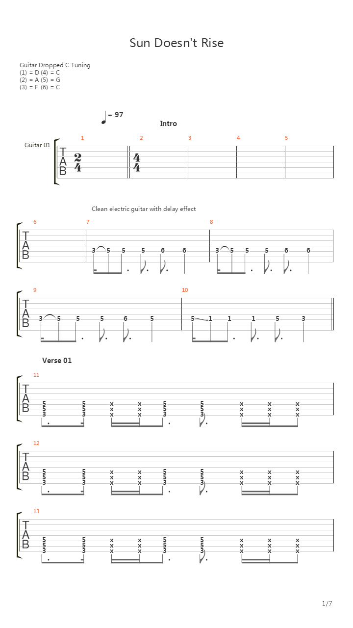 Sun Doesnt Rise吉他谱