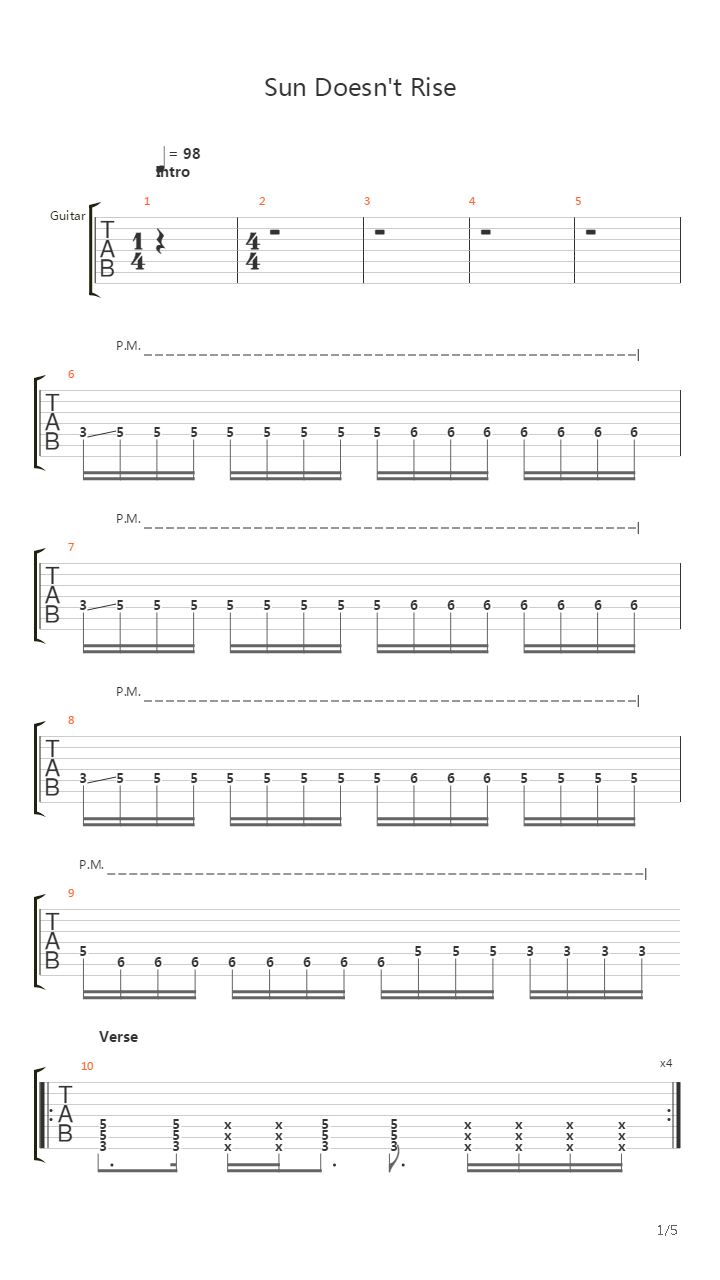 Sun Doesnt Rise吉他谱