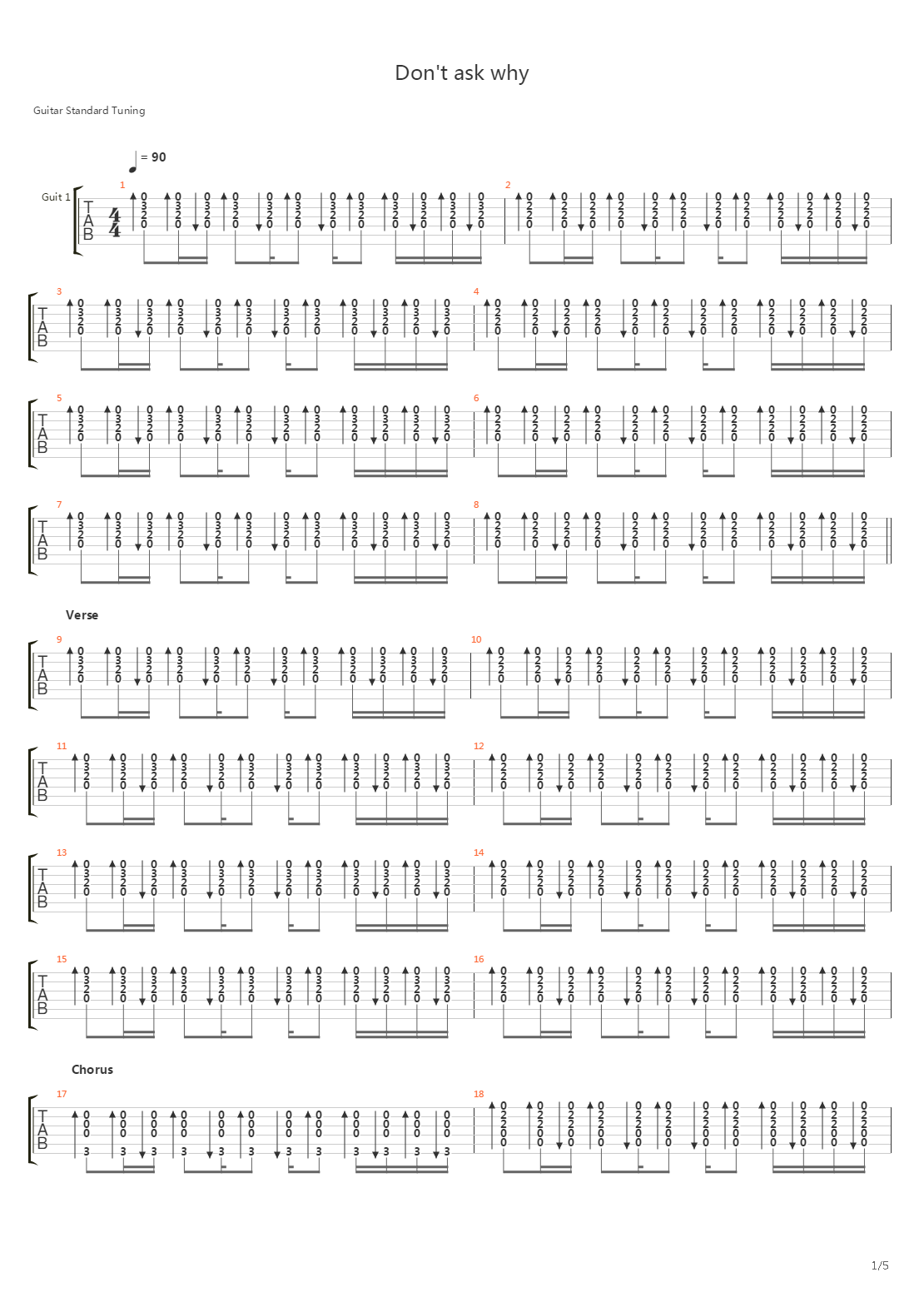 Dont Ask Why吉他谱