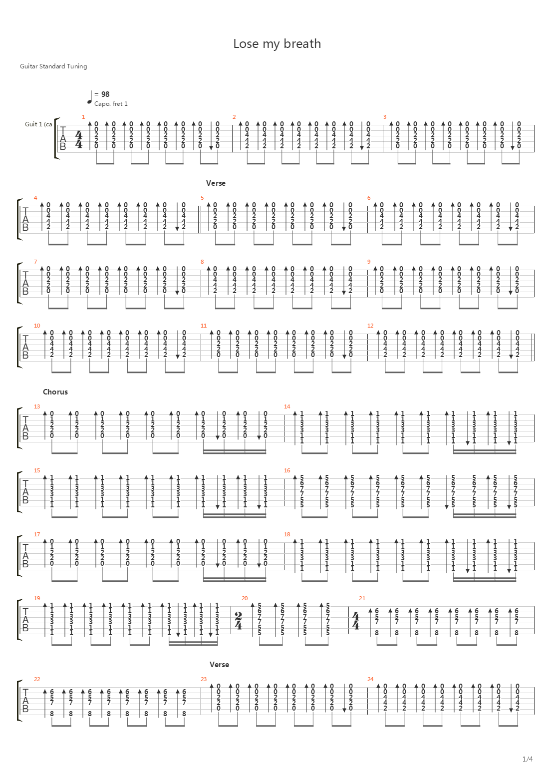Lose My Breath吉他谱