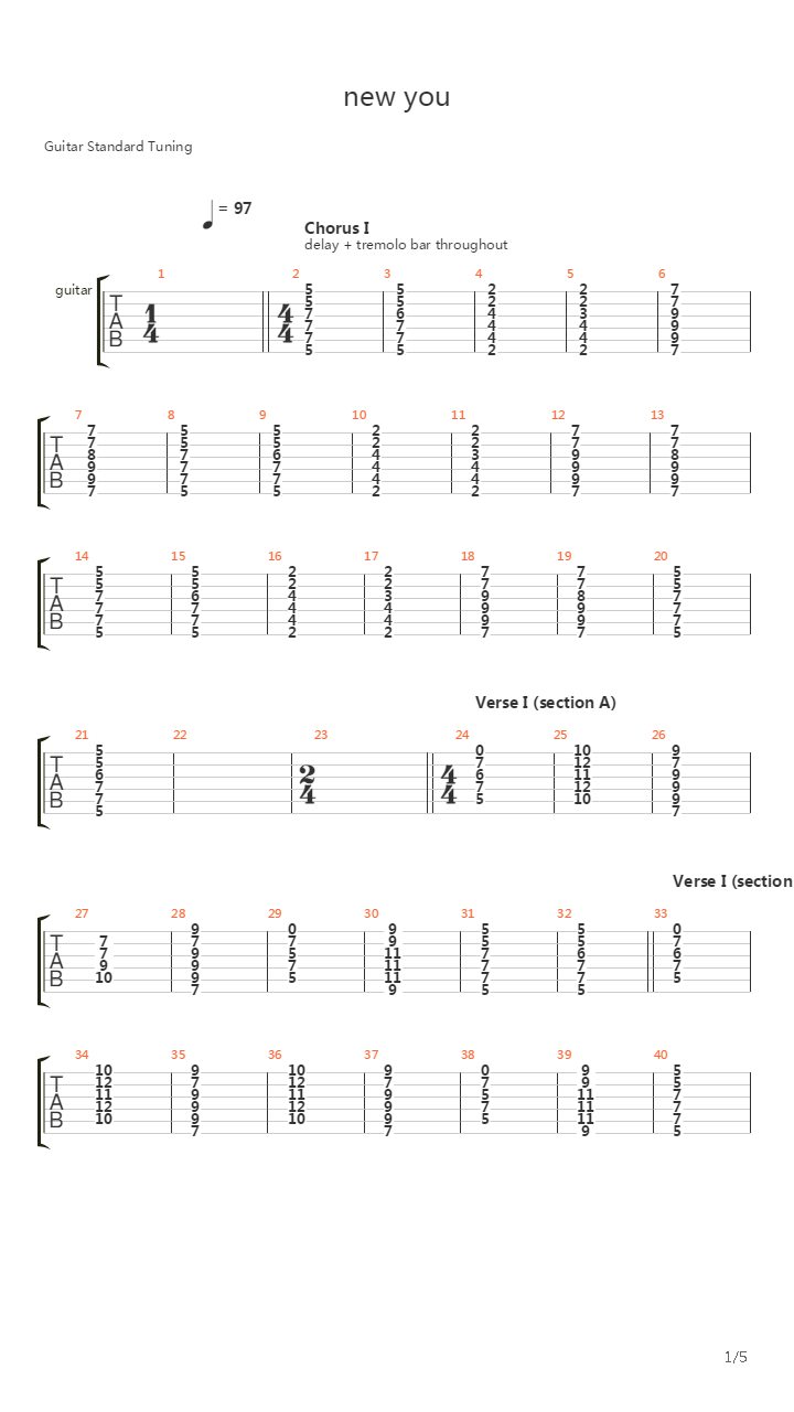 New You吉他谱