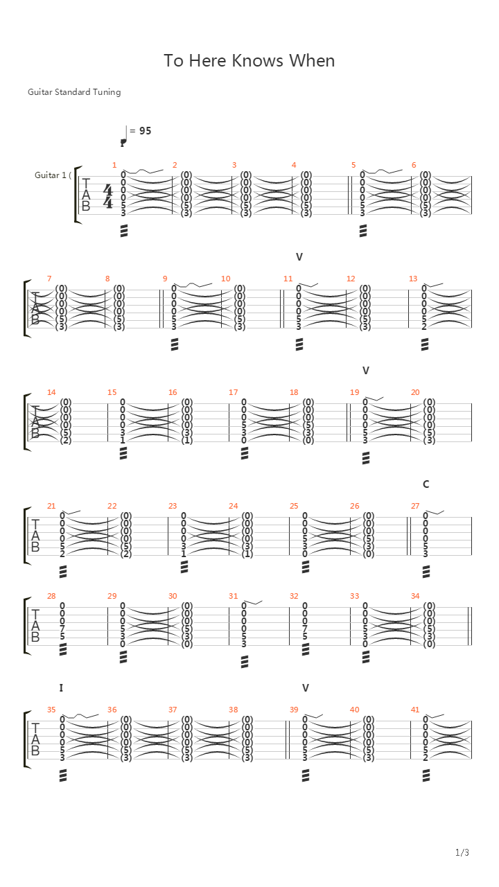 To Here Knows When吉他谱