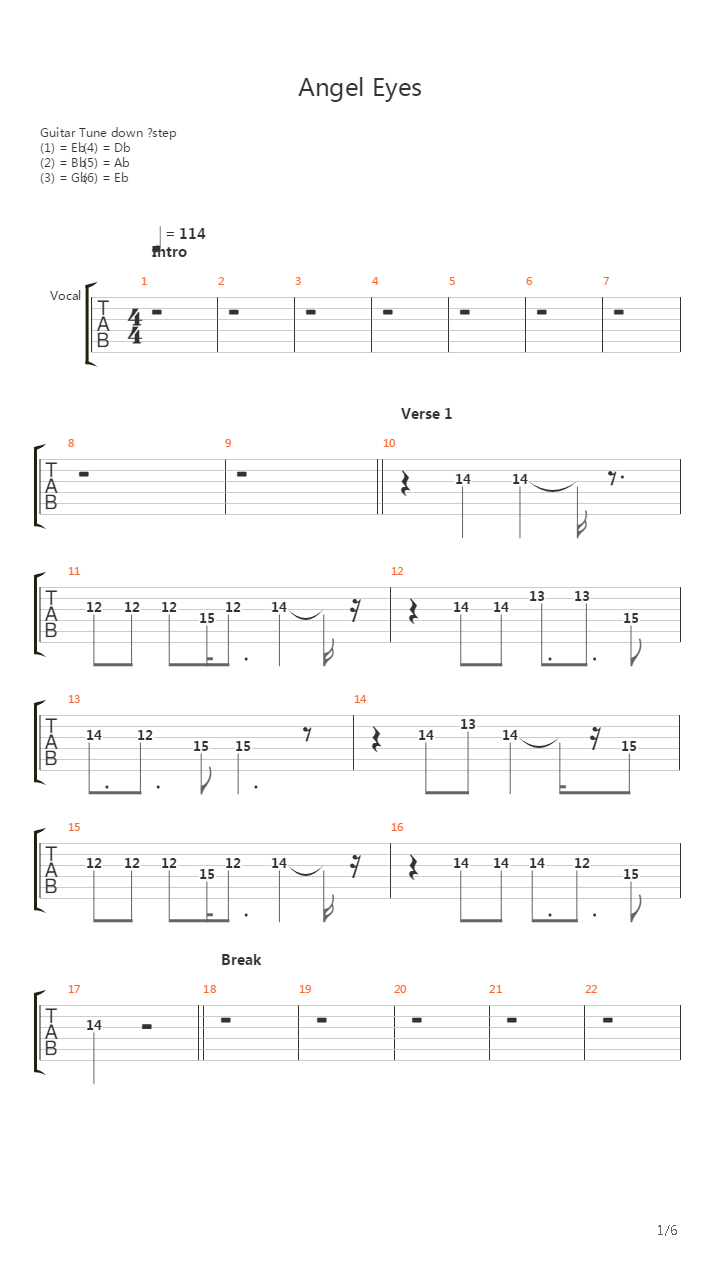 Angel Eyes吉他谱