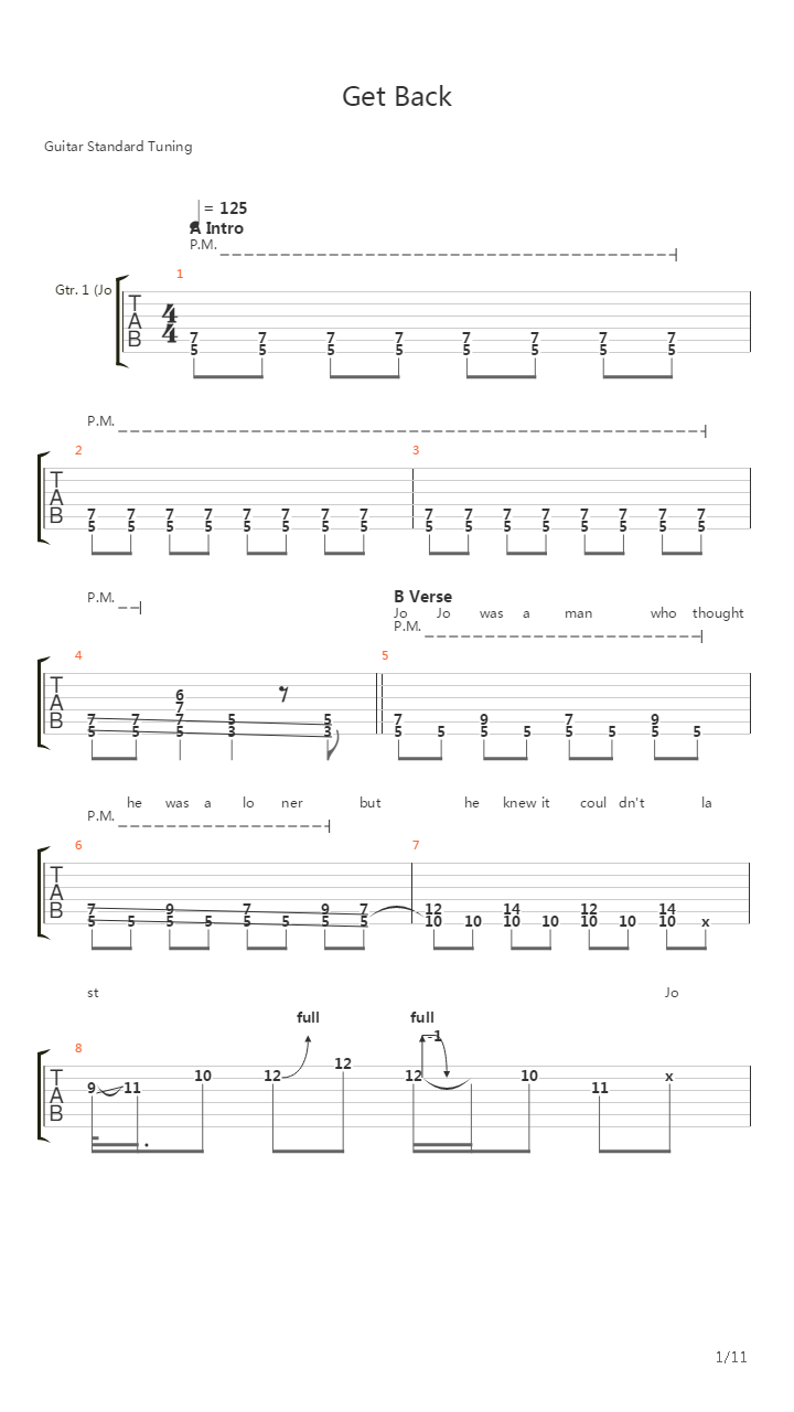Get Back吉他谱