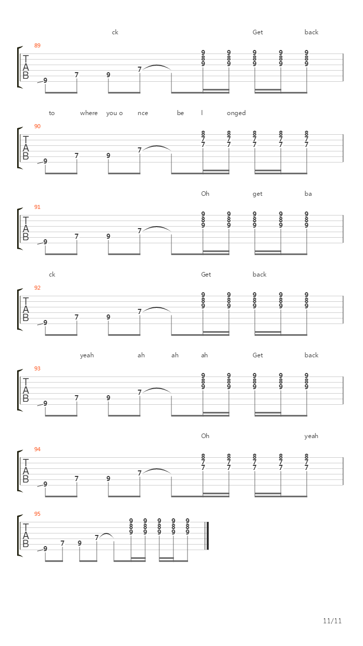 Get Back吉他谱