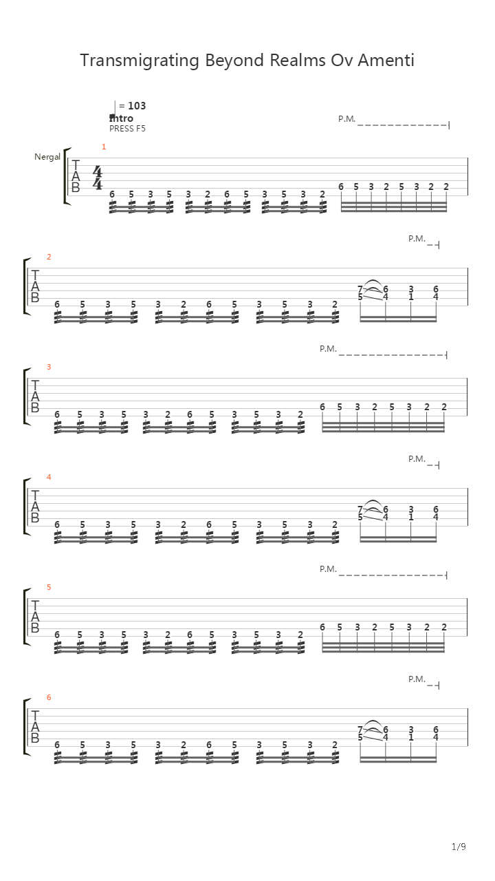 Transmigrating Beyond Realms Ov Amenti吉他谱