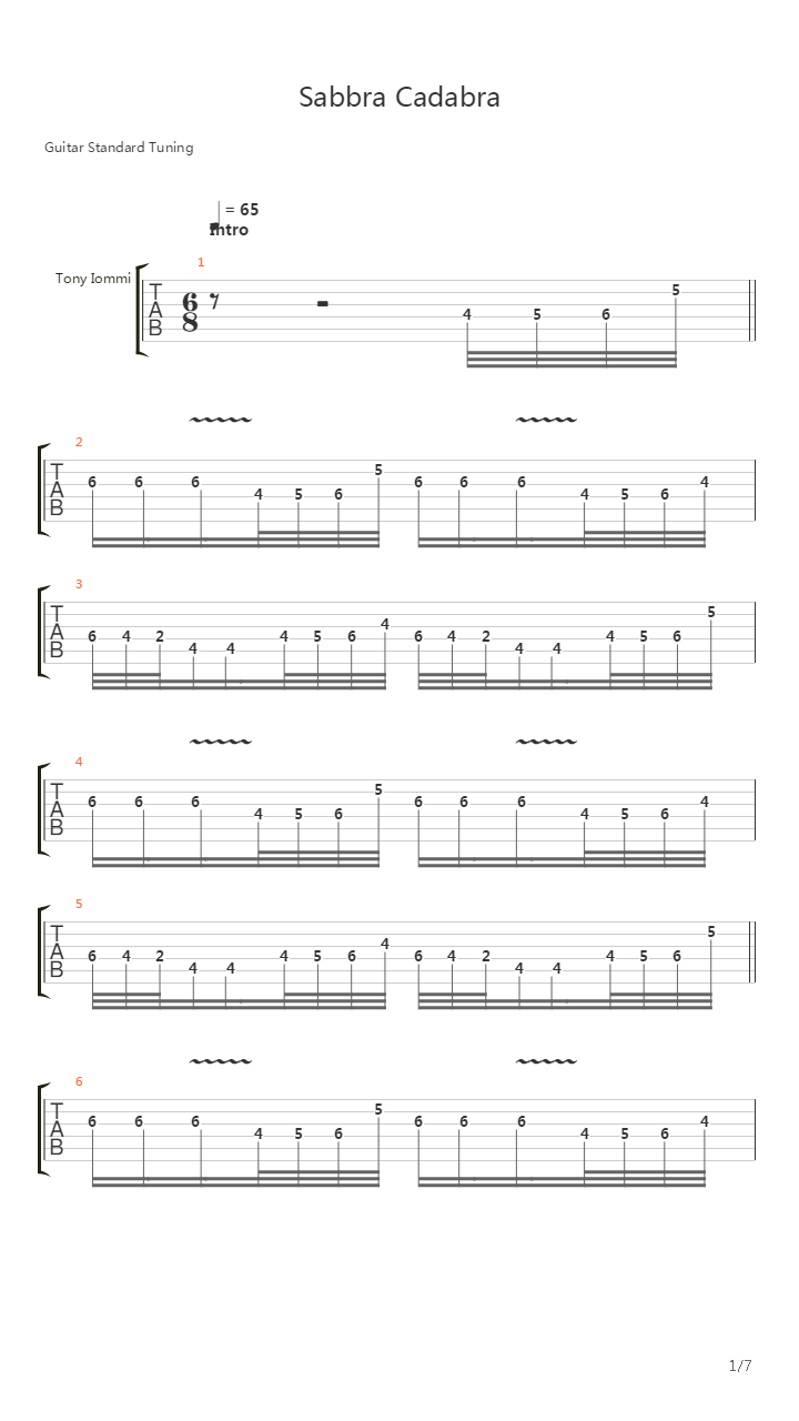 Sabbra Cadabra吉他谱