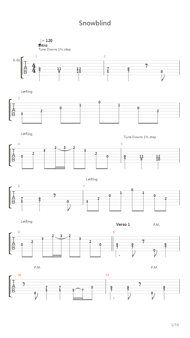 Snowblind吉他谱