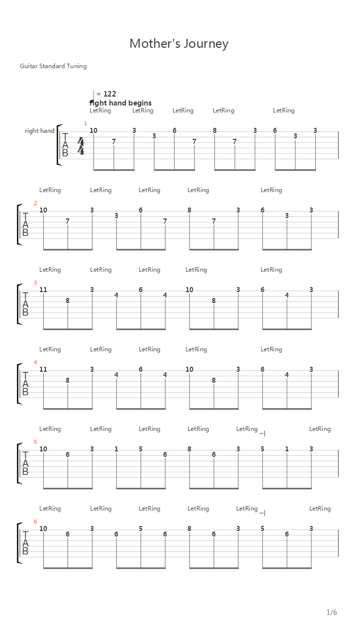 Mothers Journey (solo)吉他谱