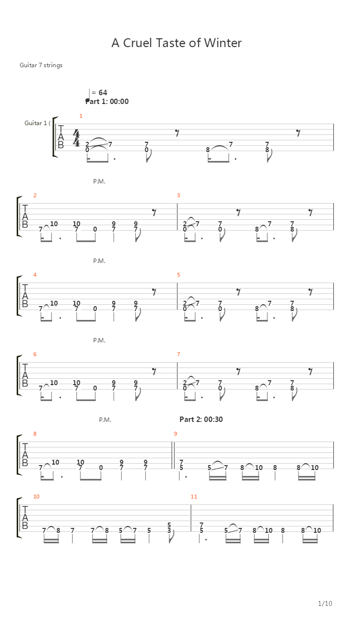 A Cruel Taste Of Winter吉他谱