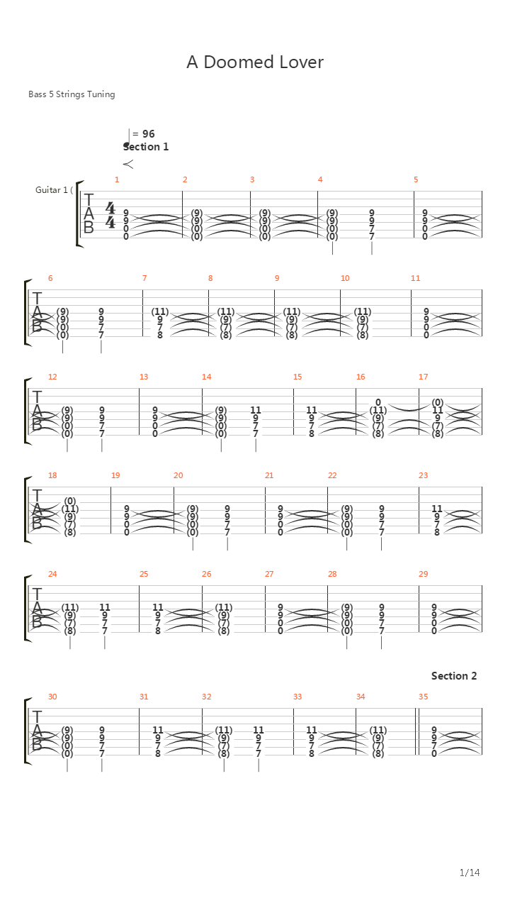 A Doomed Lover吉他谱