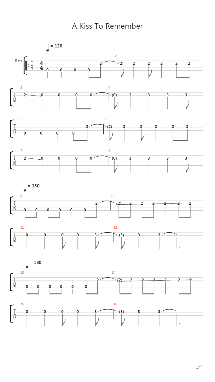 A Kiss To Remember吉他谱