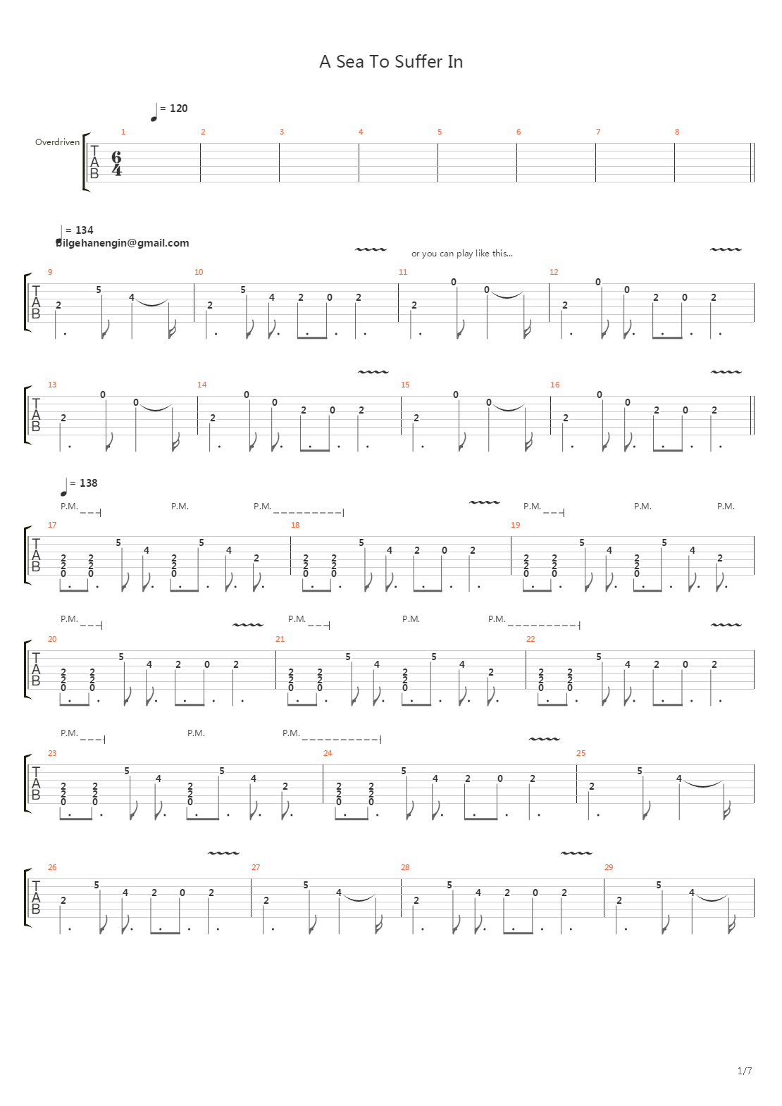 A Sea To Suffer In吉他谱