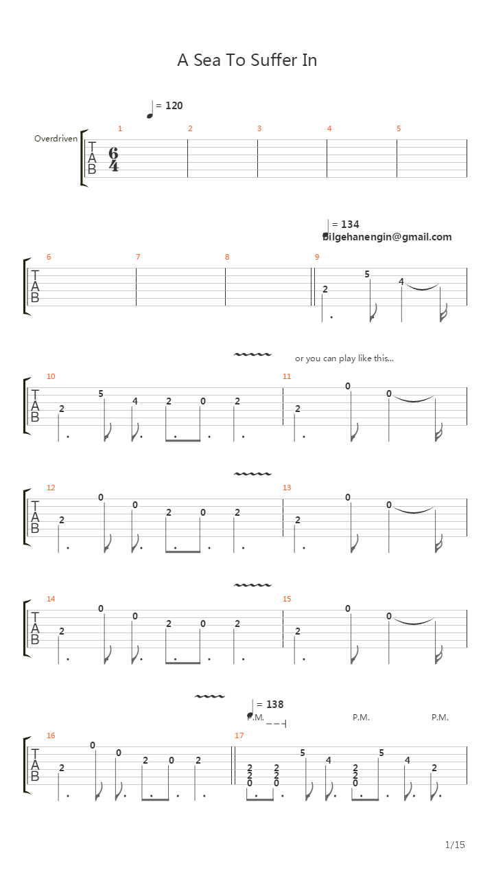A Sea To Suffer In吉他谱