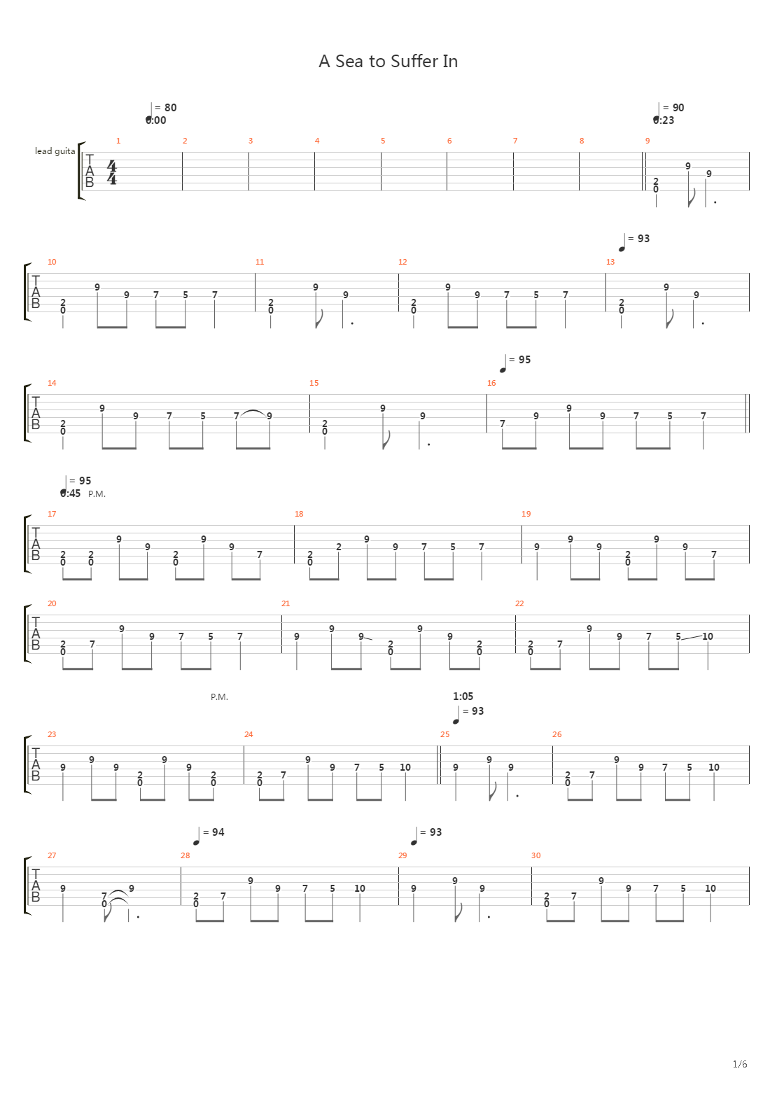 A Sea To Suffer In吉他谱