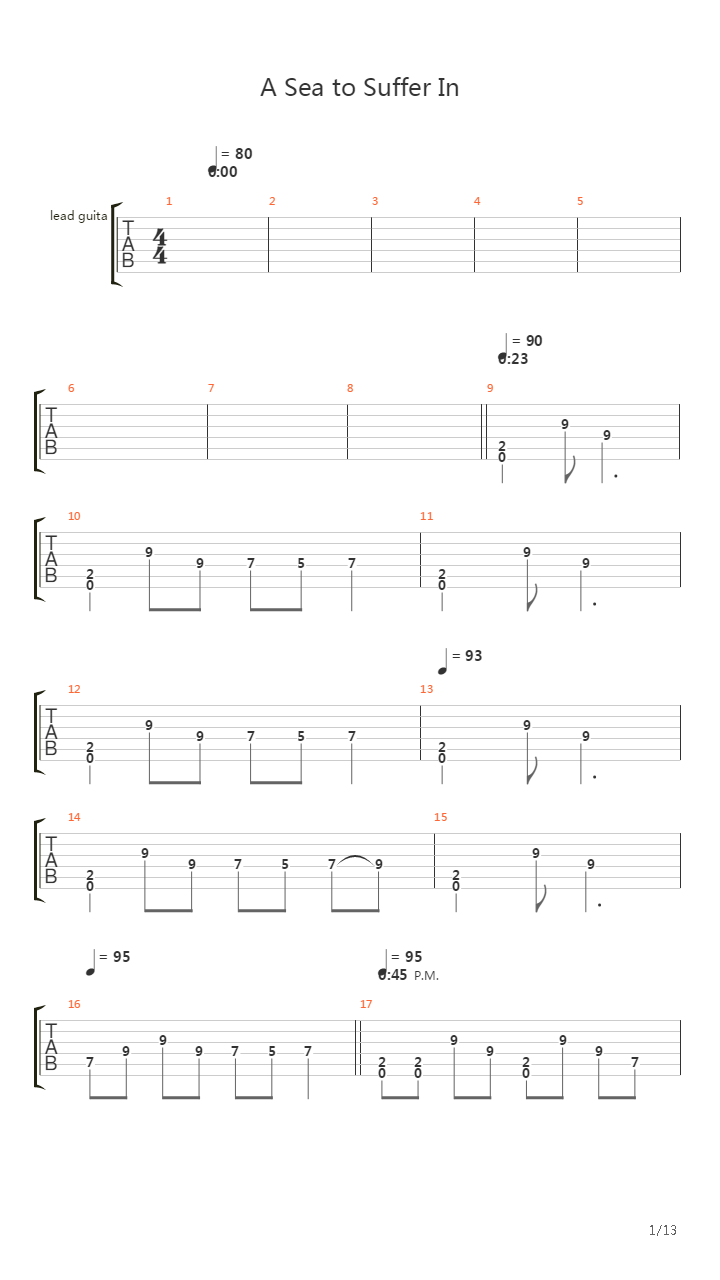 A Sea To Suffer In吉他谱