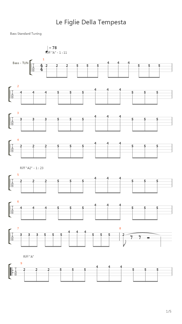 Le Figlie Della Tempesta吉他谱
