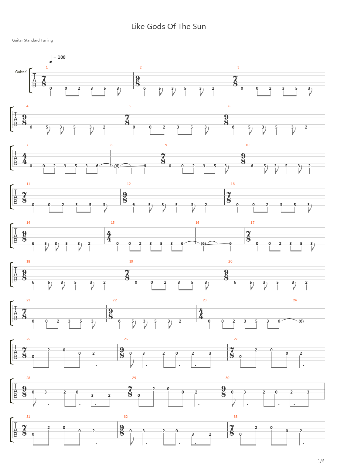 Like Gods Of The Sun吉他谱