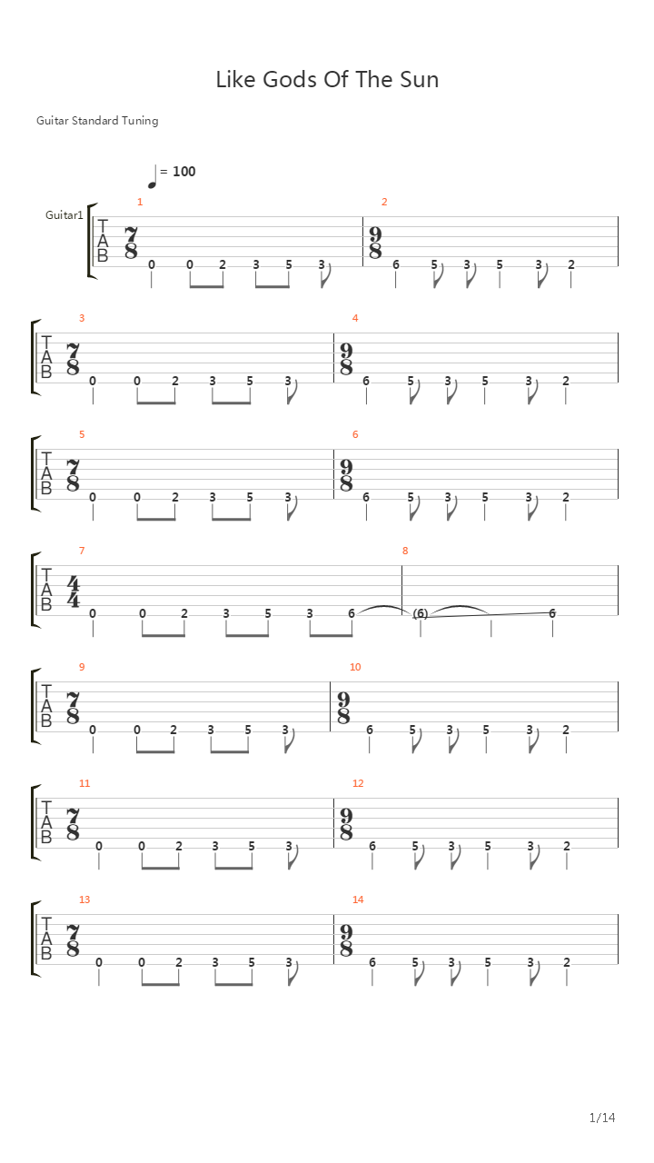 Like Gods Of The Sun吉他谱