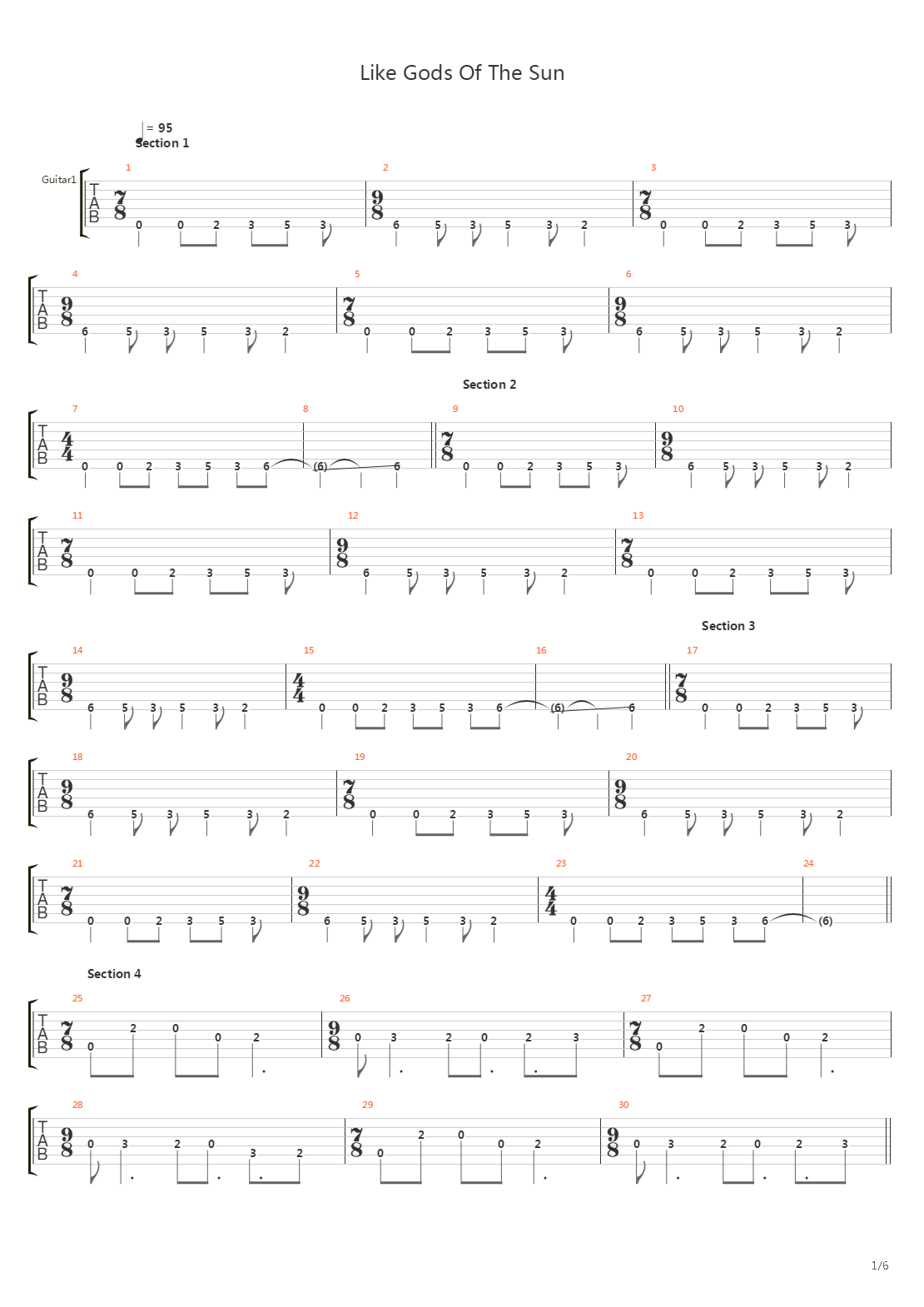 Like Gods Of The Sun吉他谱