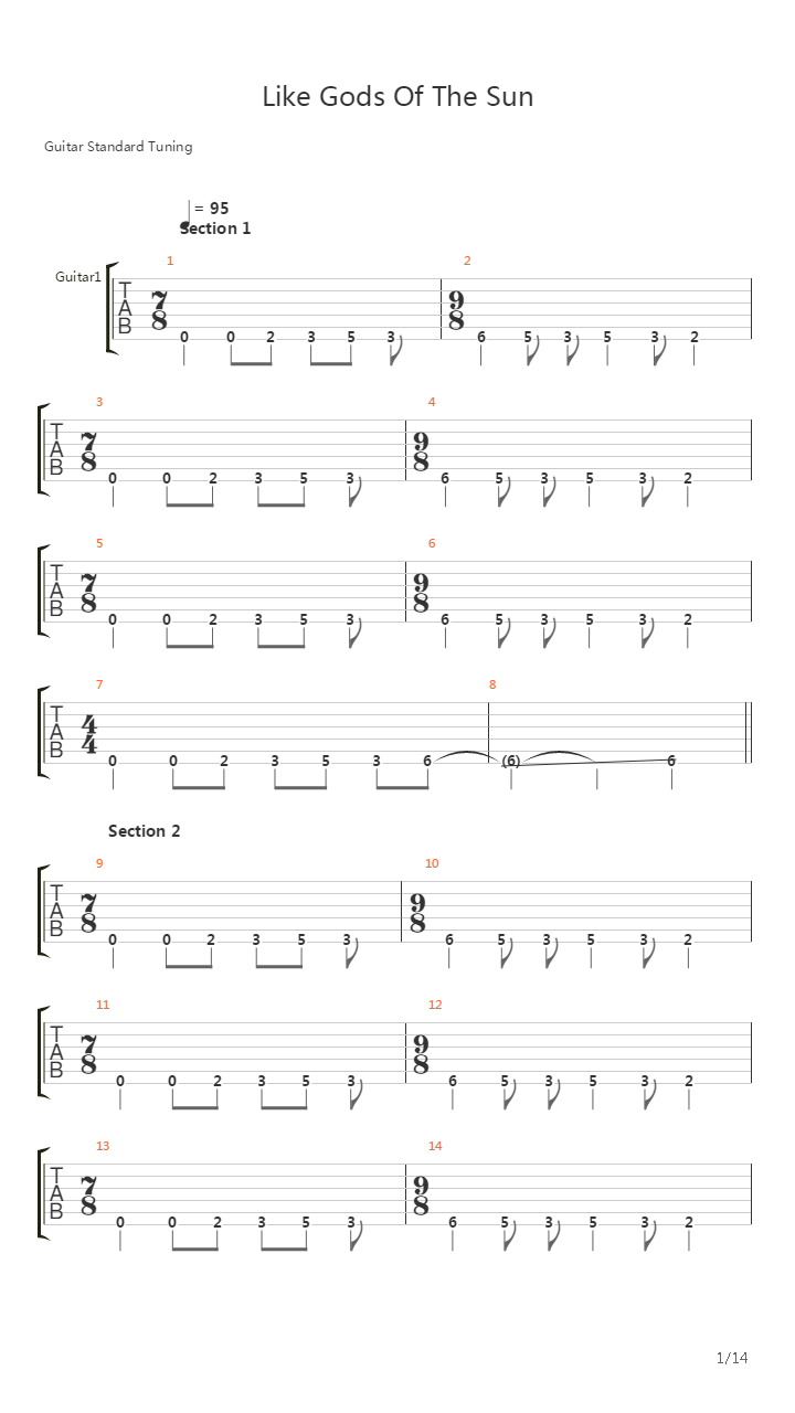 Like Gods Of The Sun吉他谱