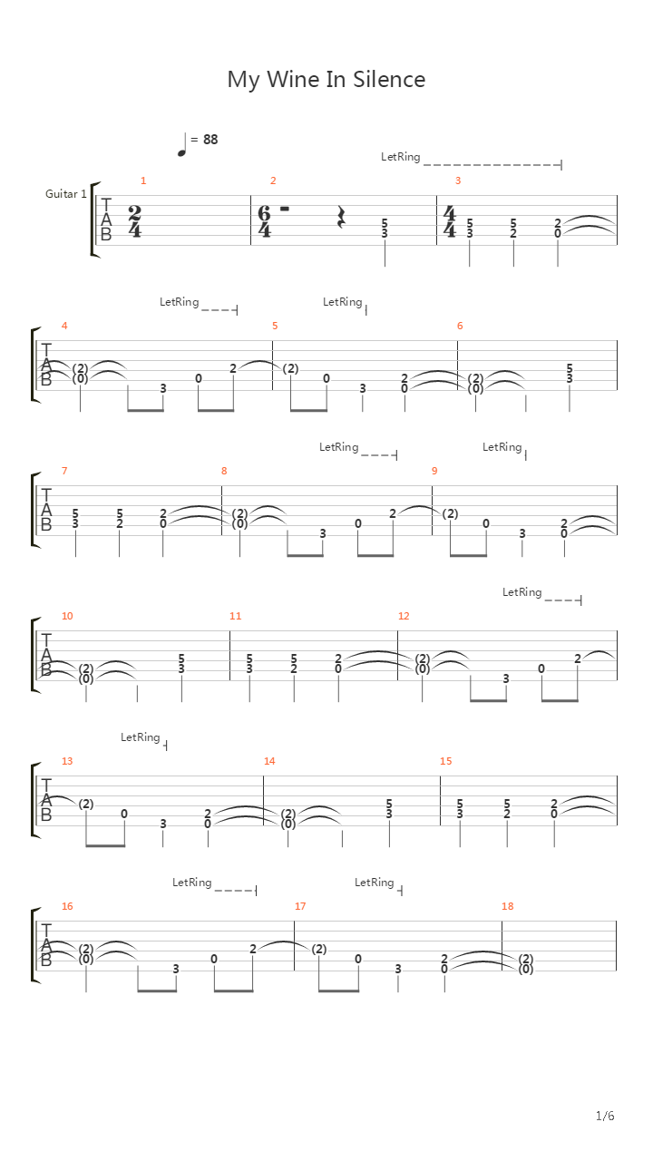 My Wine In Silence吉他谱