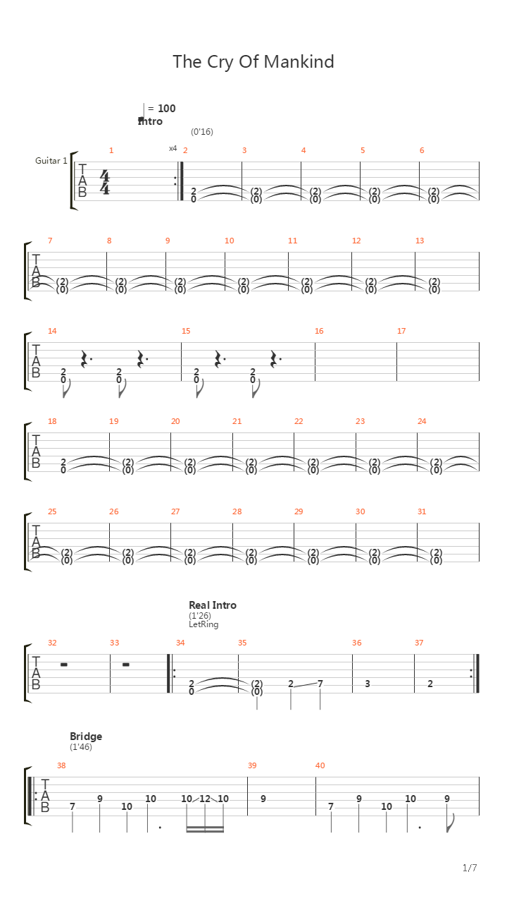 The Cry Of Mankind吉他谱