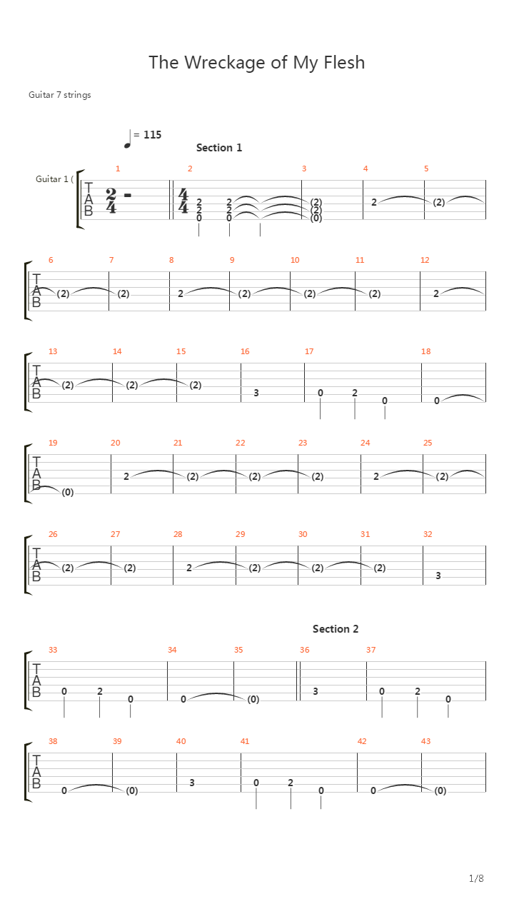 The Wreckage Of My Flesh吉他谱