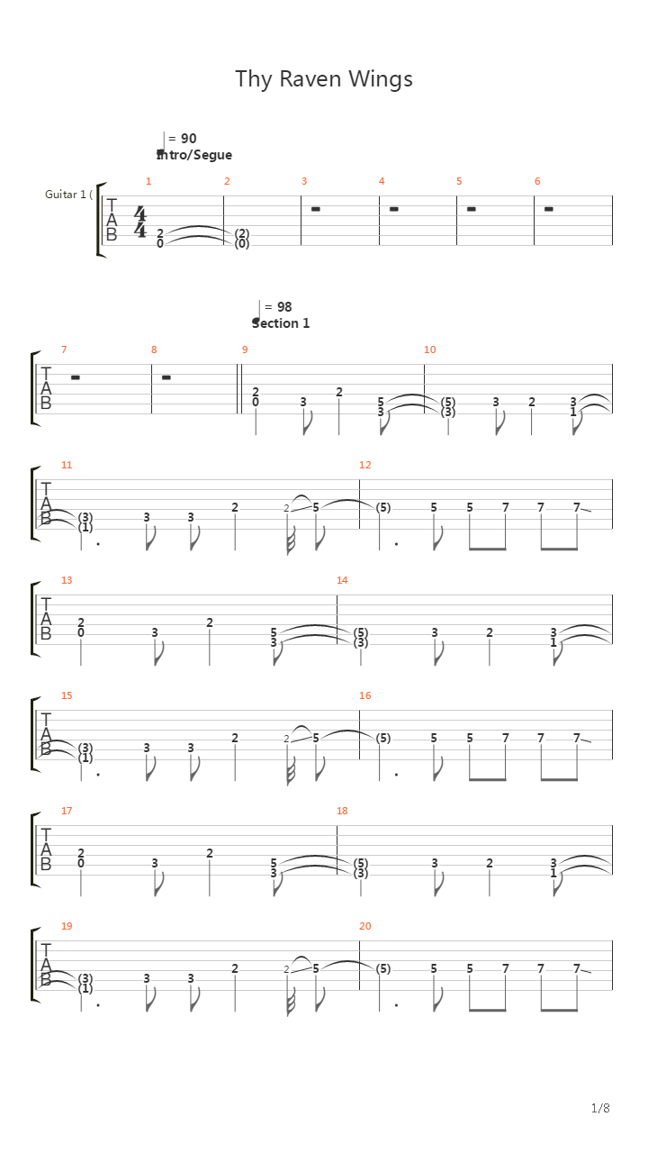 Thy Raven Wings吉他谱