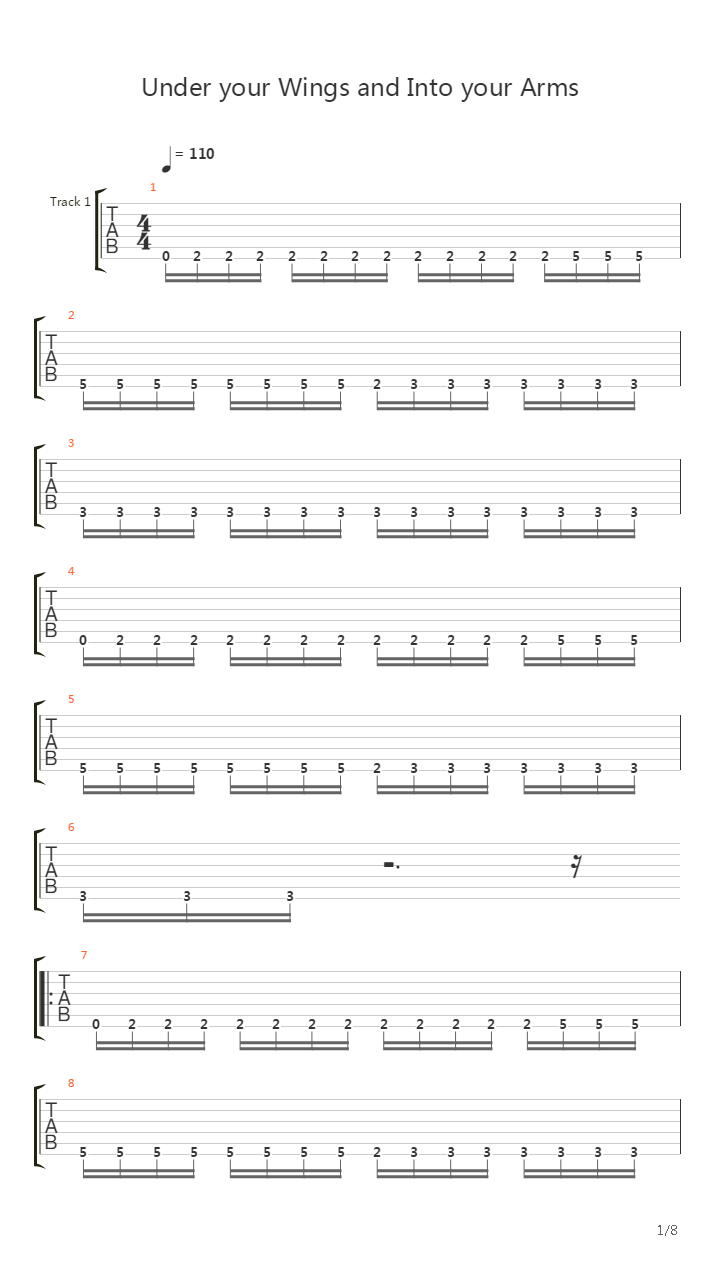 Under Your Wings And Into Your Arms吉他谱
