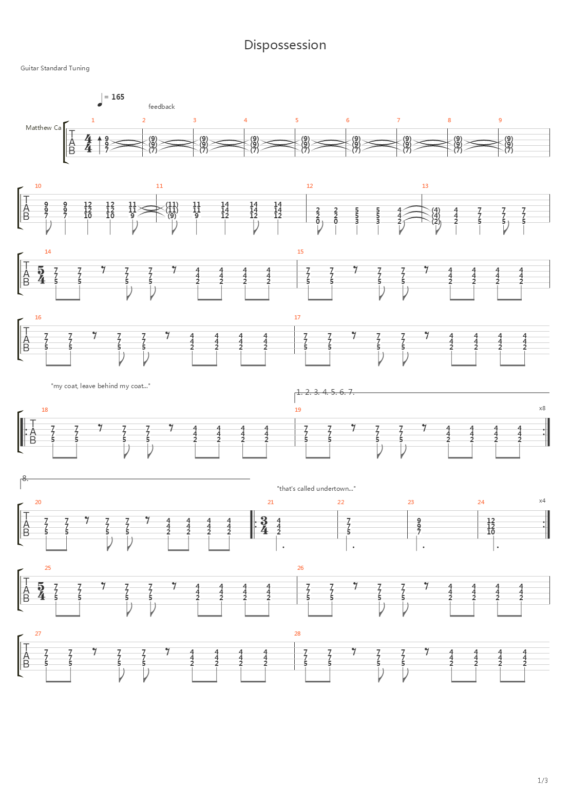 Dispossession吉他谱