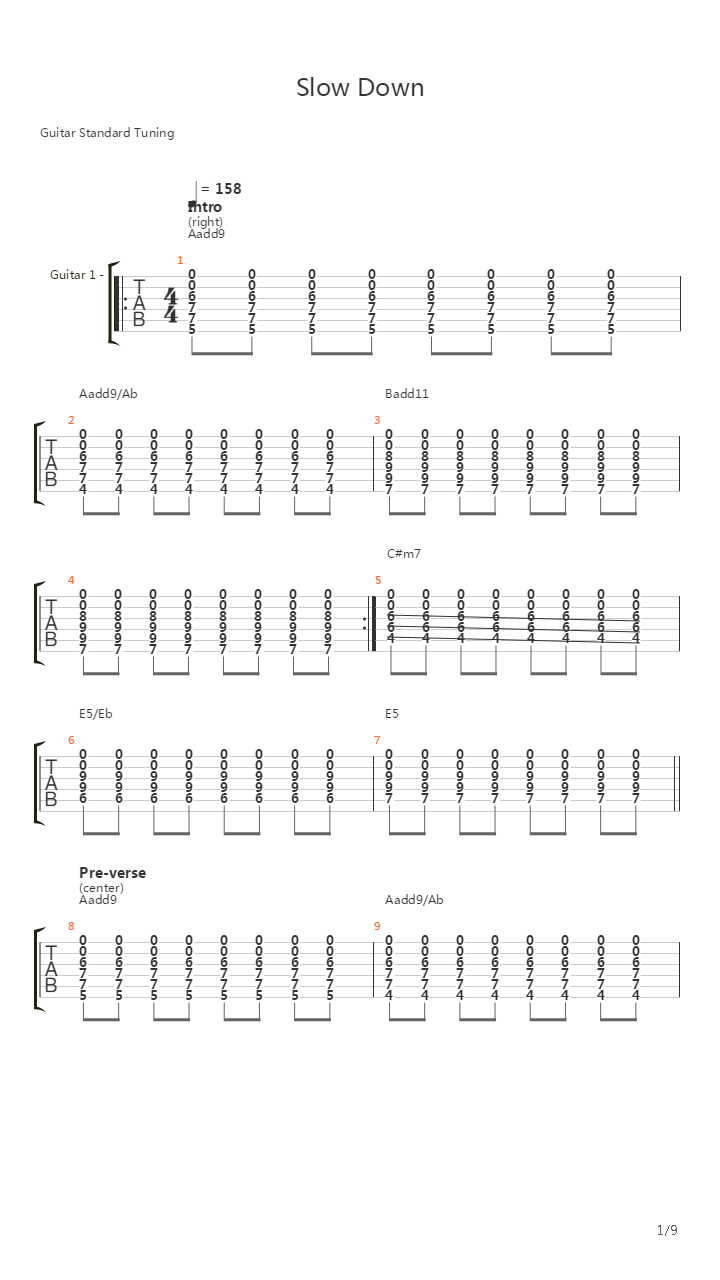 Slow Down吉他谱