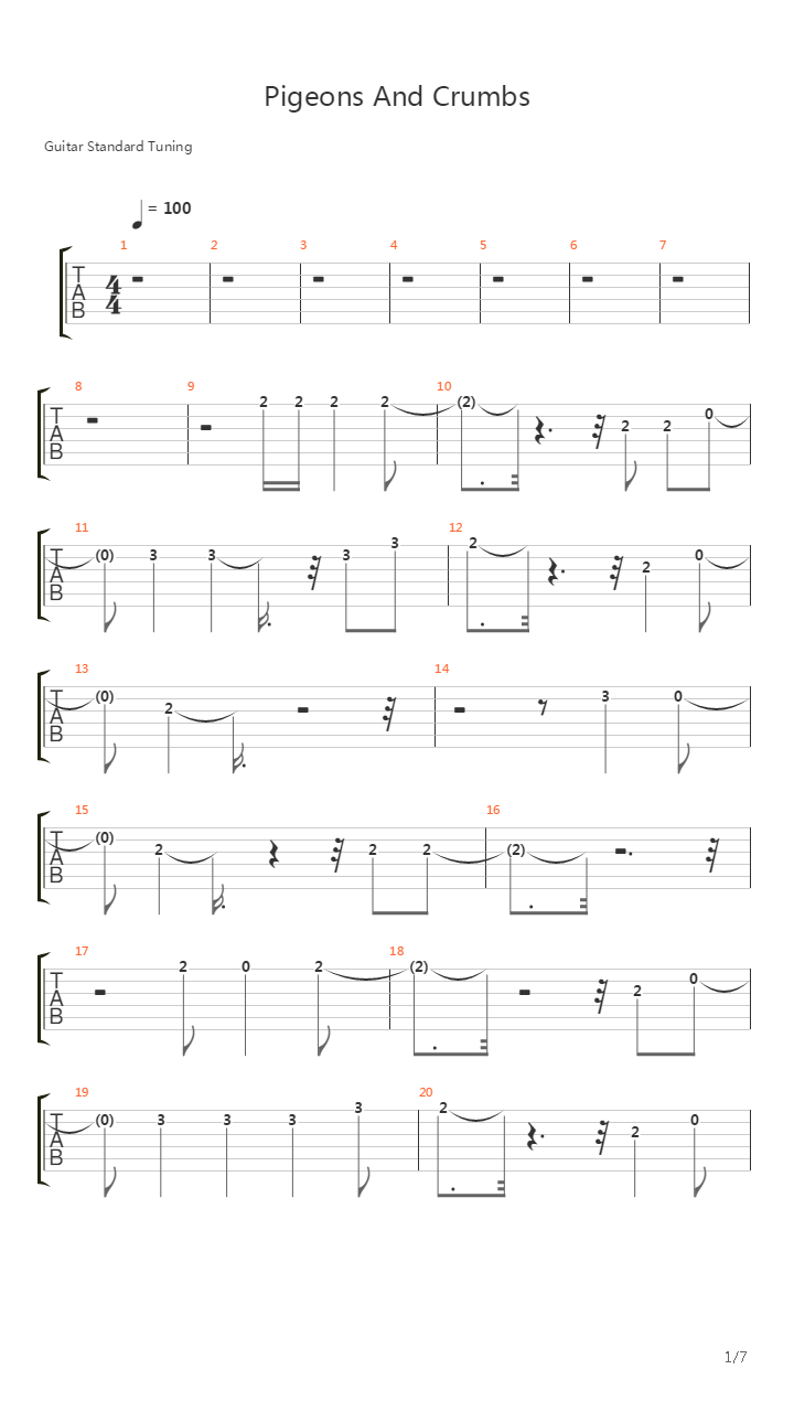 Pigeons And Crumbs吉他谱