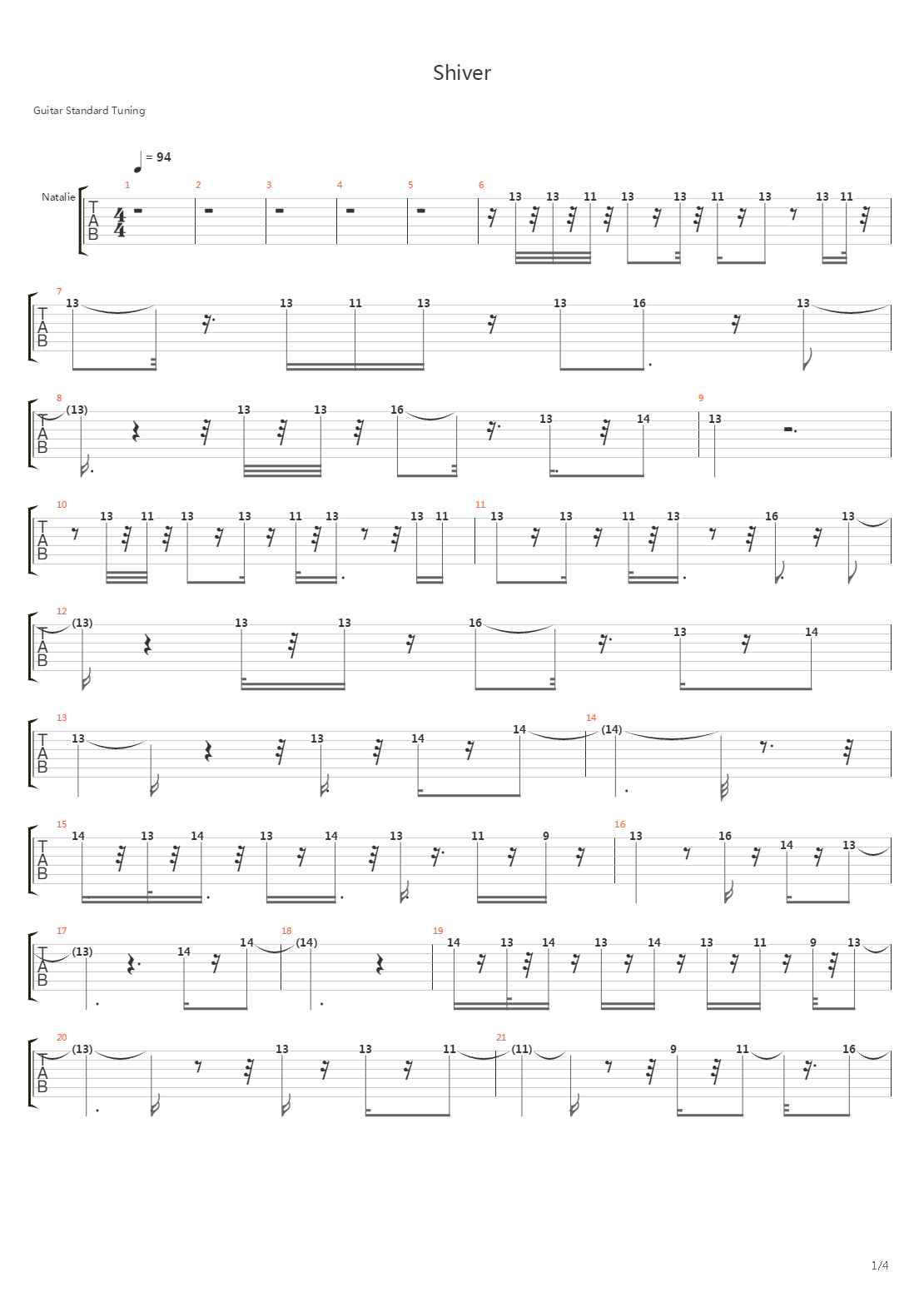 Shiver吉他谱