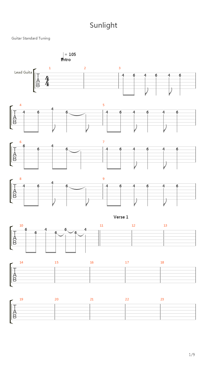 Sunlight吉他谱