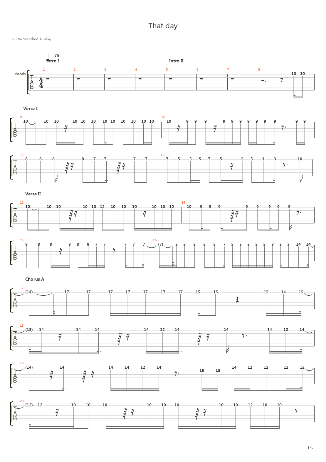 That Day吉他谱