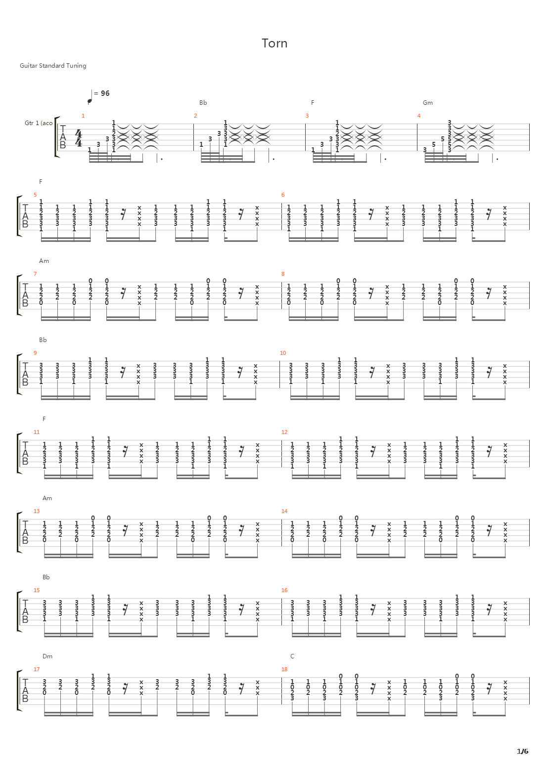 Torn吉他谱