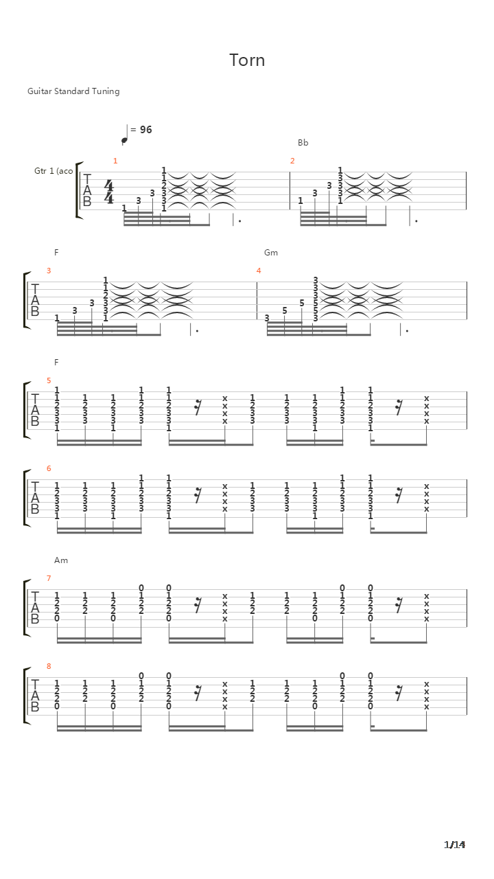 Torn吉他谱