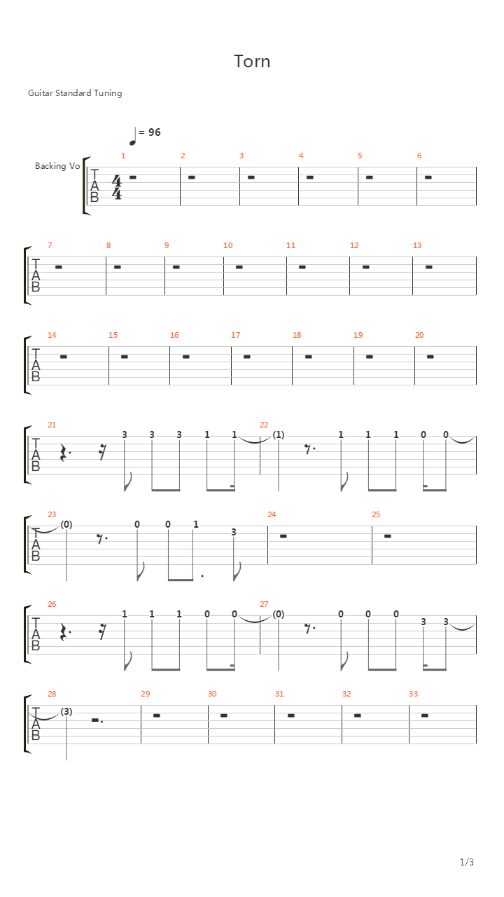 Torn吉他谱